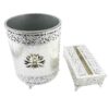 Metal Waste Basket & Tissue Box Set - Three Lux Colors