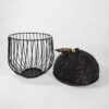 Metal Wire Fruit Basket Oak Shaped With Resin Door