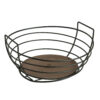 Metal Wire Fruit Basket Oval Shaped With Wooden Base