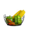 Metal Wire Fruit Basket Oval Shaped With Wooden Base