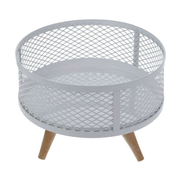 Metal Wire Fruit Basket With Wooden Base Model Diana