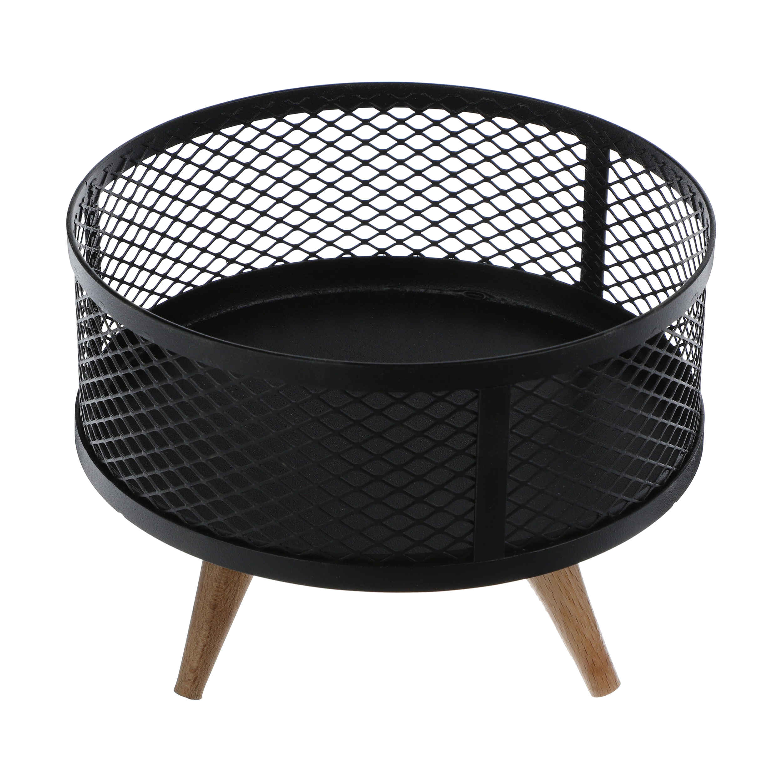 Metal Wire Fruit Basket With Wooden Base Model Diana