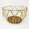 Metal Wire Fruit Basket With Wooden Base Model Geometric