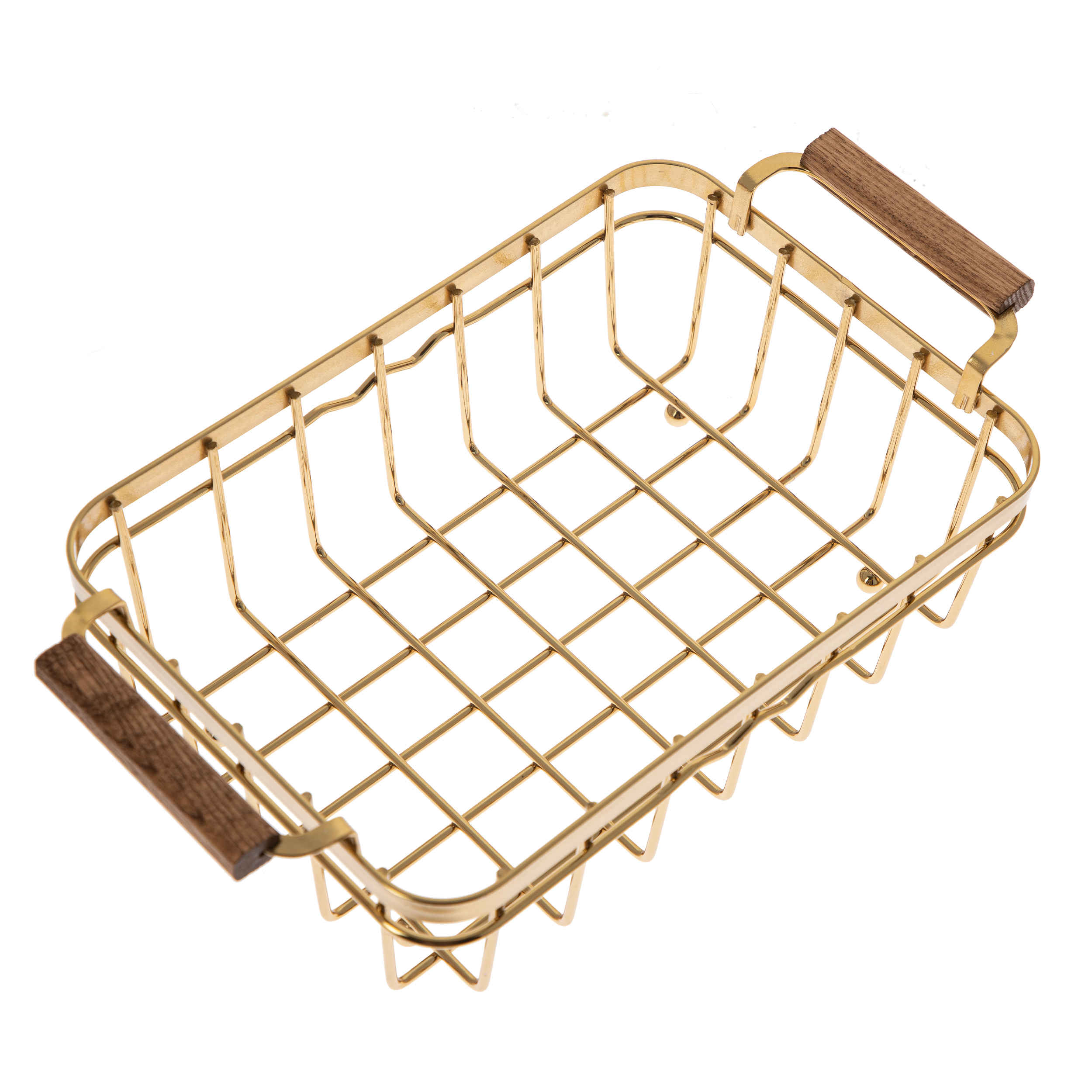 Metal Wire Fruit Basket With Wooden Base Model Lux