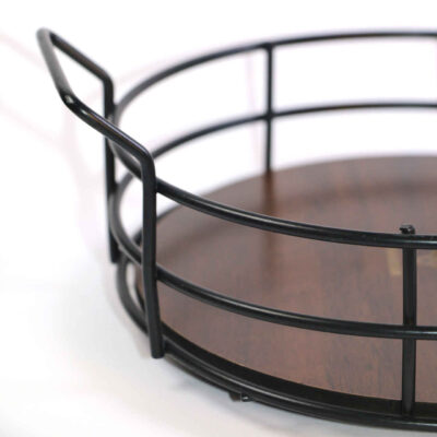 Metal Wire Fruit Basket With Detachable Wooden Base