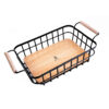 Metal Wire Fruit Basket With Wooden Handle & Base