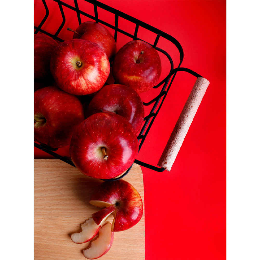 Metal Wire Fruit Basket With Wooden Handle & Base