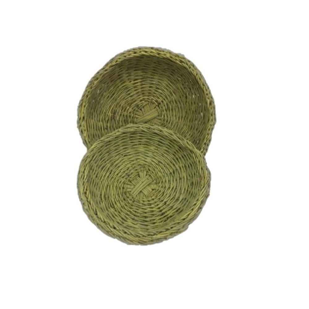 Natural Wicker Basket Handwoven Round Shape in Brown