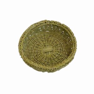 Natural Wicker Basket Hand Woven Round Shape in Brown