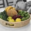 Persian Handwoven Palm Leaf Storage Basket with Built-in Handle
