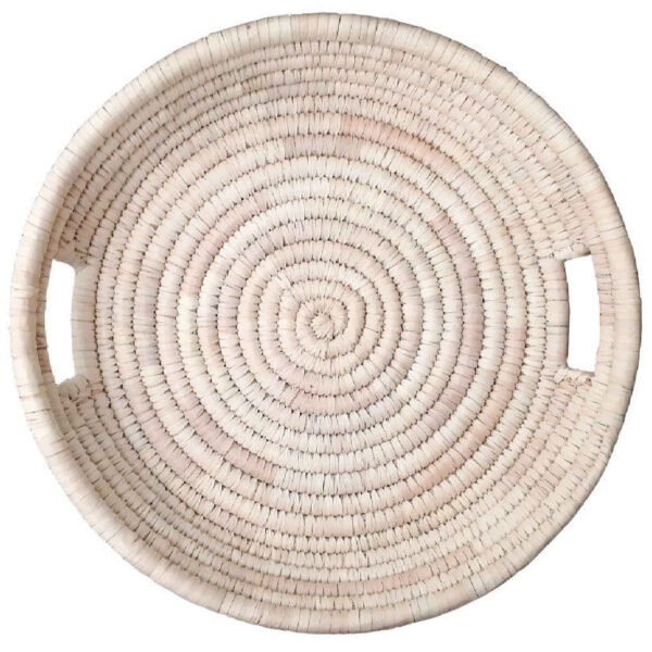 Persian Handwoven Palm Leaf Storage Basket with Built-in Handle