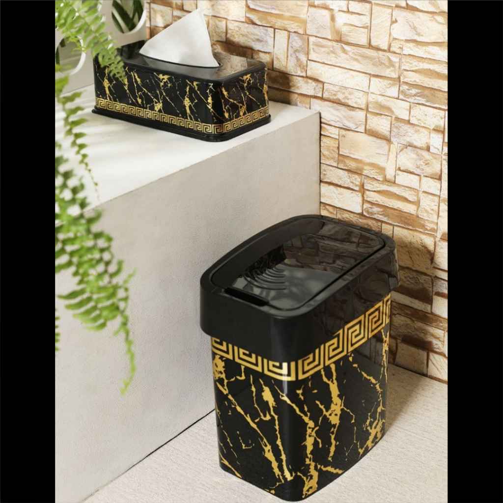 Plastic Waste Basket & Tissue Box Set – Marbel Design