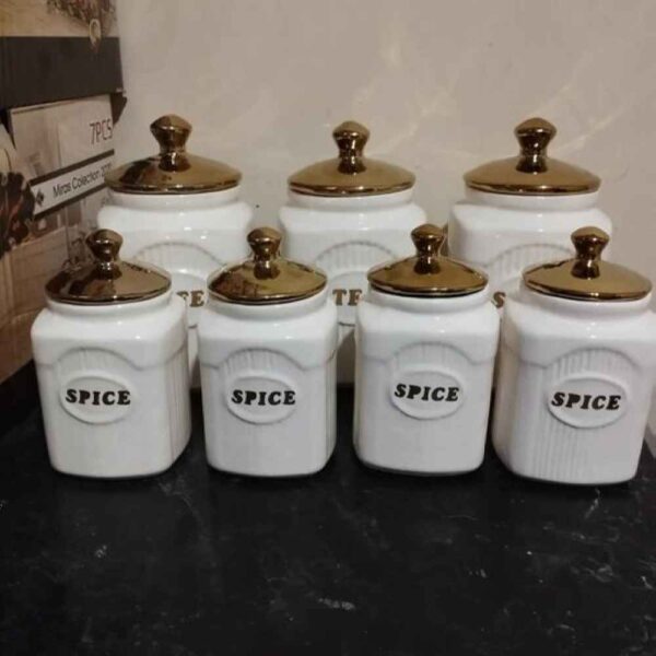 Ceramic Embossed Canister Jar for Kitchen Model Mana