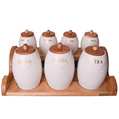 Porcelain Storage Jar – Stylish Storage for Coffee, Tea, & More, Embossed Setareh