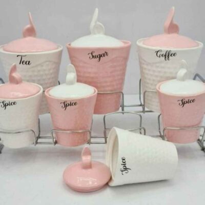 Porcelain Storage Jar – Stylish Storage for Coffee, Tea, & More, Embossed Yuna