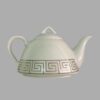 Porcelain Serving Teapot Silver Greek Key Design No1