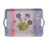 Purple Melamine Serving Tray with Handle Rectangular Shape & Flower Design