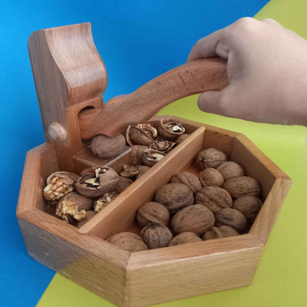 Rustic Lever Nutcracker – Handmade Beech Wood Nut Cracker for Strong, Easy Use