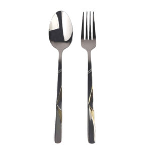 Spoon and Fork Flatware Set With Decorated Stainless Steel 12 Pcs