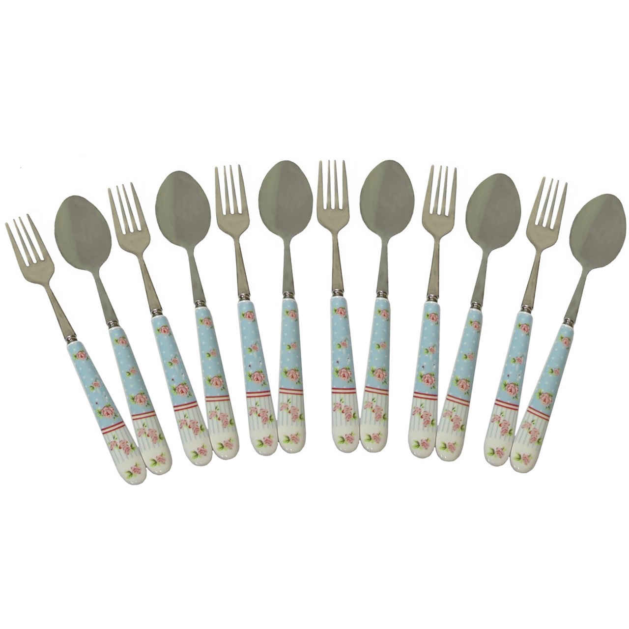 Spoon and Fork Flatware Set with Ceramic-handled Model Angel