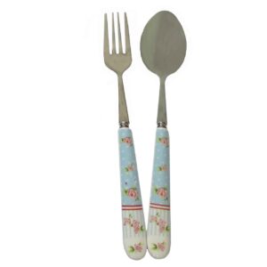 Spoon and Fork Set Flatware With Ceramic-handled Model Angel