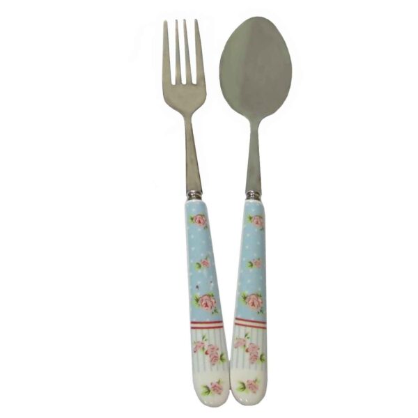 Spoon and Fork Flatware Set with Ceramic-handled Model Angel