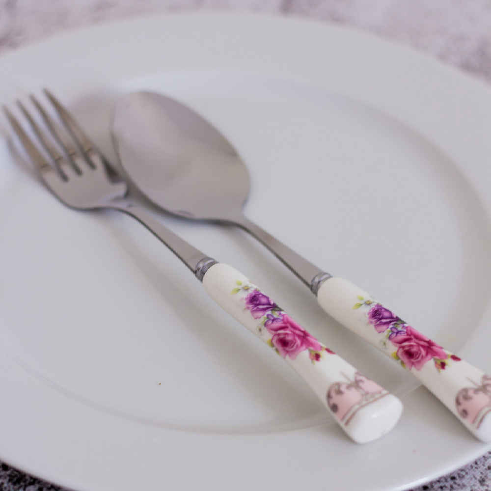 Spoon and Fork Flatware Set with Ceramic-handled Model Bahar