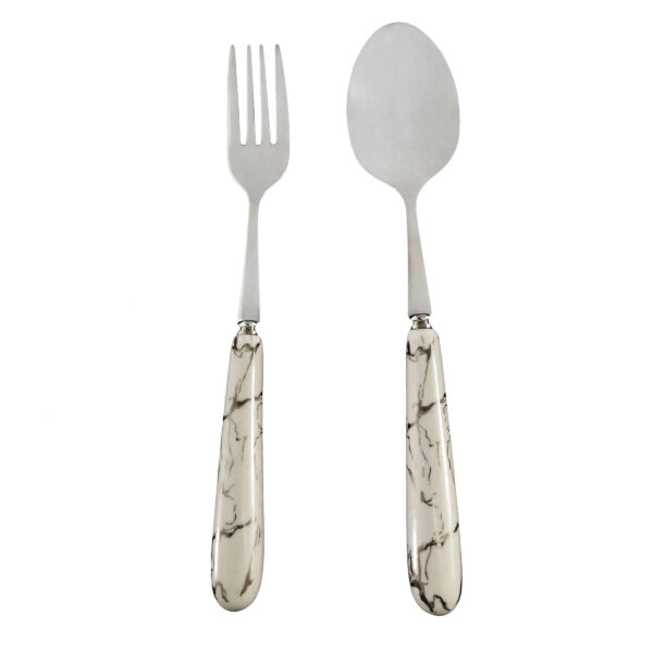 Spoon and Fork Flatware Set with Ceramic-handled Model Marble