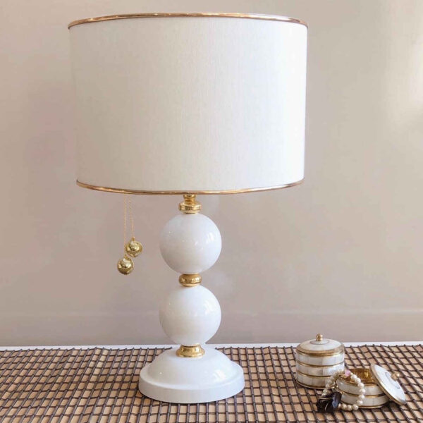 Accent Table Lamp with Fabric Drum Lampshade Orb