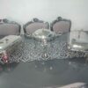 Table Runner Faux Leather with Glittering Elongated Circle Shape