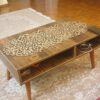 Table Runner Faux Leather with Glittering Elongated Circle Shape