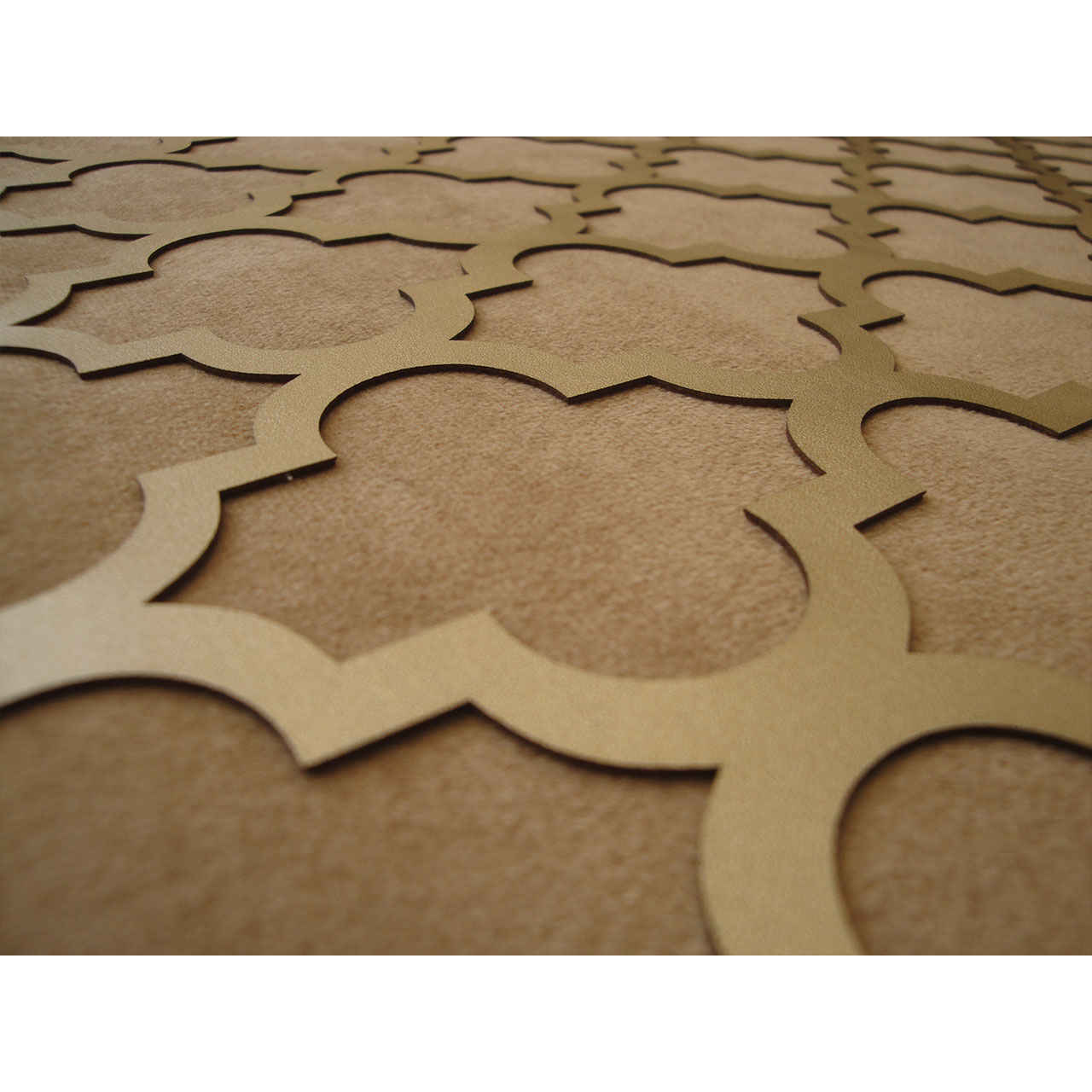 Table Runner in Leather & Velvet Brown Elegance in Diamond Shape