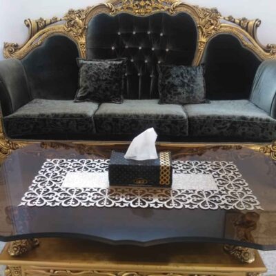 Table Runner with Chic Rectangular Glitter Faux Leather Elegance