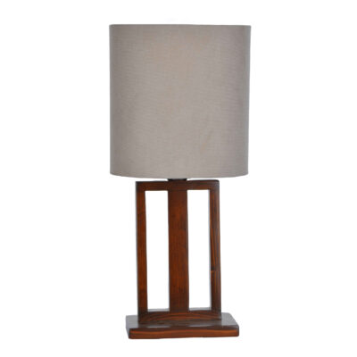 Accent Wooden Table Lamp With Velvet Lampshade Tabandeh