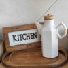 White Ceramic Oil Dispenser Bottle Dishwasher-Safe with Lid