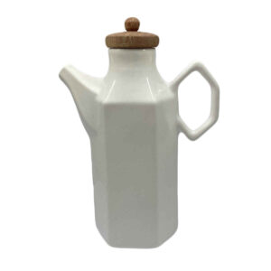 White Ceramic Oil Dispenser Bottle Dishwasher-Safe with Lid