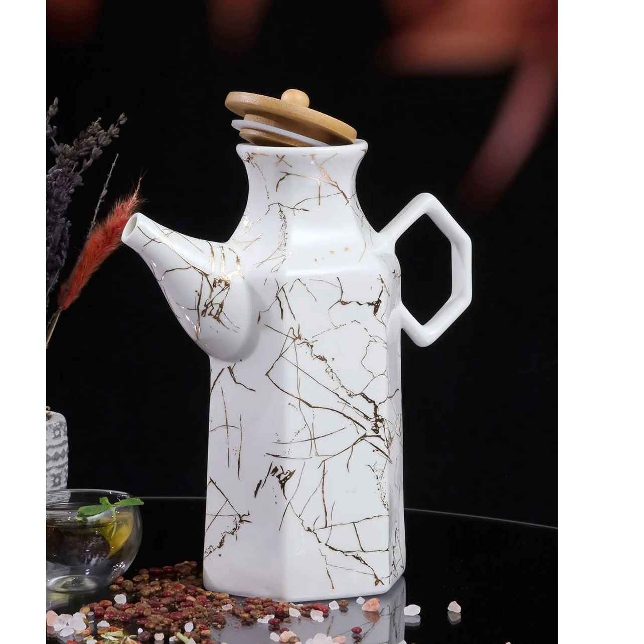 White Ceramic Oil Dispenser Bottle Practical for Everyday Cooking