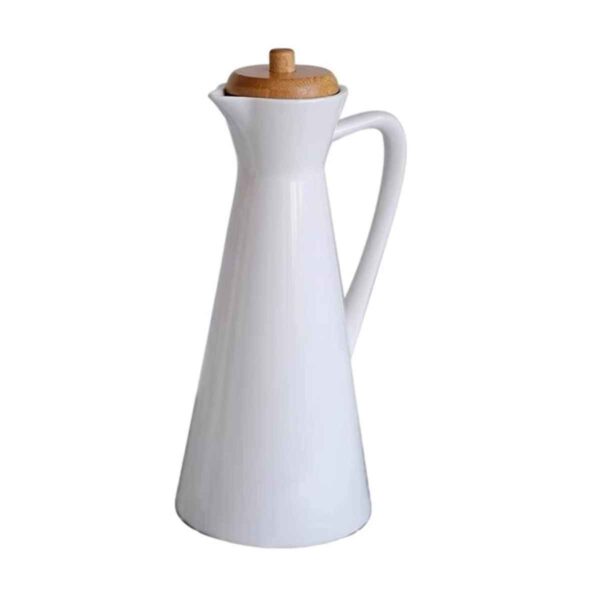 White Ceramic Oil Dispenser Bottle with Lid 800ml Capacity