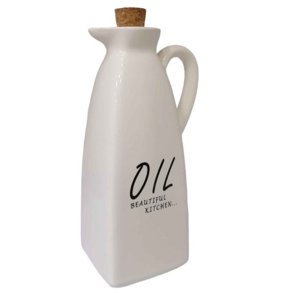 White Ceramic Oil Dispenser Bottle with Lid for All Needs
