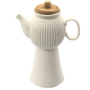 White Ceramic Oil Dispenser Bottle with Lid for Kitchen