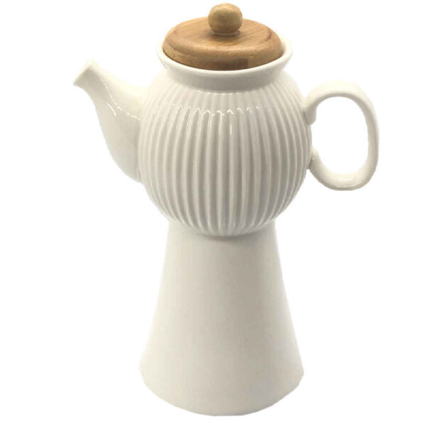 White Ceramic Oil Dispenser Bottle with Lid for Kitchen