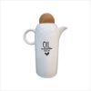 White Ceramic Oil Dispenser Bottle with Lid for Unique Kitchen Decor