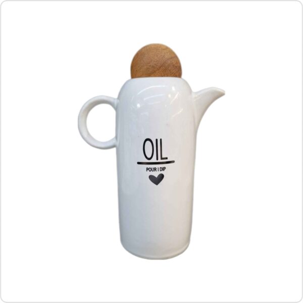 White Ceramic Oil Dispenser Bottle with Lid for Unique Kitchen Decor