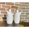 White Ceramic Oil Dispenser Dishwasher Safe Bottle with Lid
