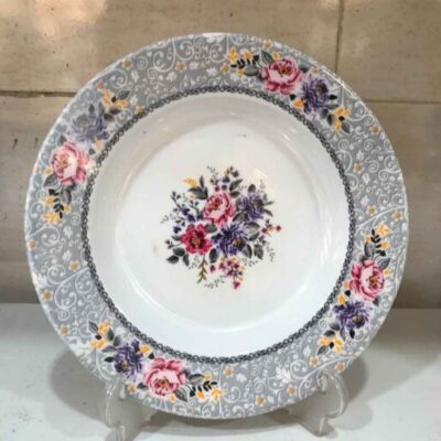 White Melamine Plate Set, Dishwasher Safe Floral Design