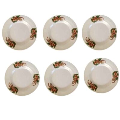 White Melamine Plate Set, Durable for Everyday Use, Pack of 6
