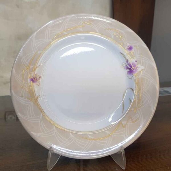 White Melamine Plate Set, Microwave Safe, Azalea Flower