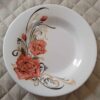 White Melamine Plate Set, Microwave Safe Floral Design