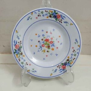 White Melamine Plate Set Microwave Safe Victoria Flower