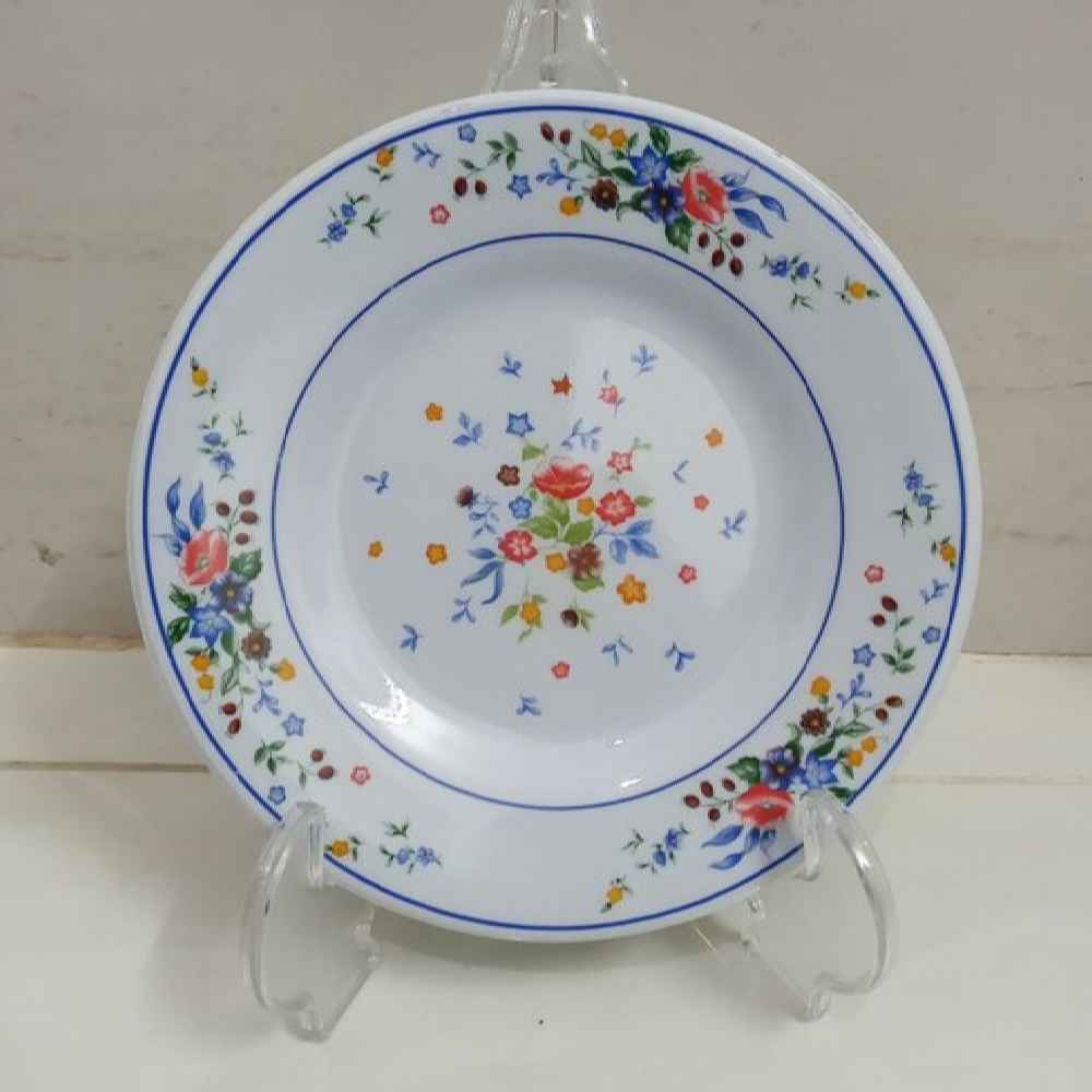 White Melamine Plate Set Microwave Safe Rose Flower - ShopiPersia